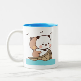 Taza Bicolor La pareja de osos pandas, los abrazos de los bubu