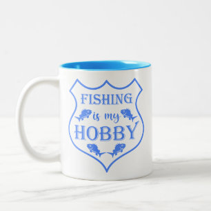 Taza Bicolor La pesca es mi cita escudo de hobby en el escudo