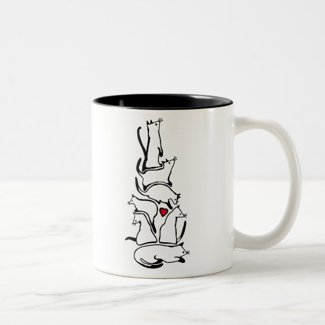 Taza Bicolor La pila del gatito (Derecha)