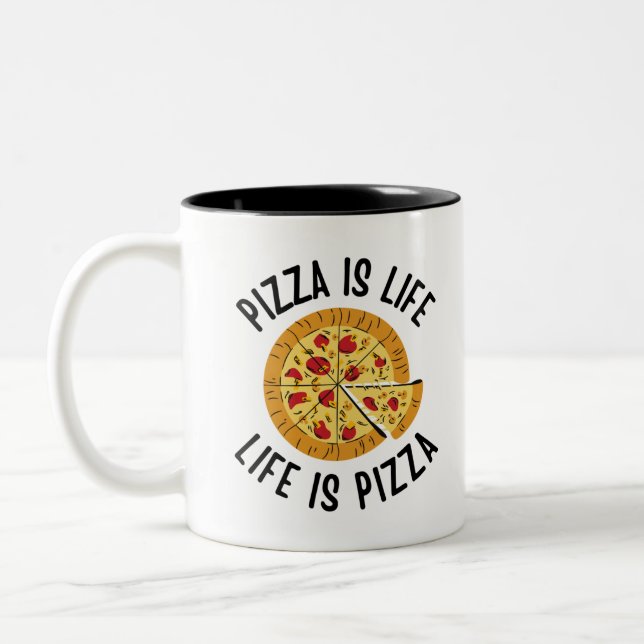 Taza Bicolor La pizza es la vida es divertida (Izquierda)