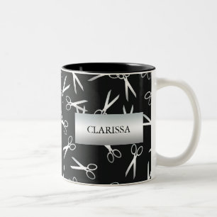 Taza Bicolor La plata Scissors el nombre de encargo del