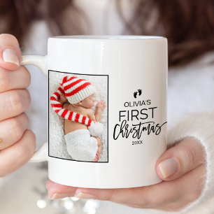 Taza Bicolor La primera foto navideña del bebé árbol de Navidad