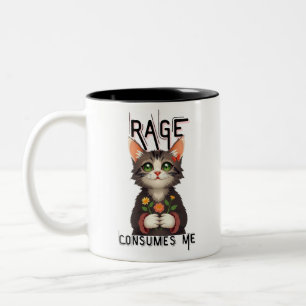 Taza Bicolor La rabia me consume la flor del gato