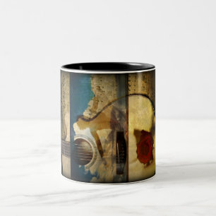 Taza Bicolor La ropa de la alabanza (taza de la guitarra)