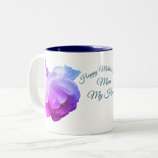 Taza Bicolor La rosa blanca del Día de la Madre de Mamá