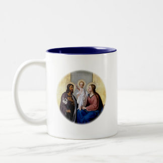 Taza Bicolor La Sagrada Familia con iniciales JMJ Iconografía c