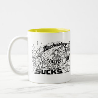 Taza Bicolor la tecnología chupa el mono