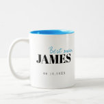 Taza Bicolor La tipografía moderna Personalizada Mejor Mug Man<br><div class="desc">Elegante tipografía minimalista moderna,  mejor hombre y nombre personalizado en negro y azul,  simple y único. Grandes regalos de hombre para la fiesta del bachiller. 
Personalizar la taza y el color del texto con su elección.</div>
