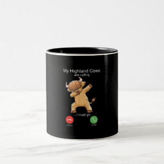 Taza Bicolor La vaca Highland escocesa llama