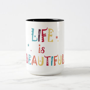 Taza Bicolor la vida colorida del texto es hermosa y las estrel