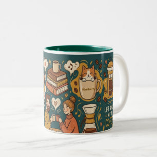 Taza Bicolor La vida comienza después del café Nombre personali