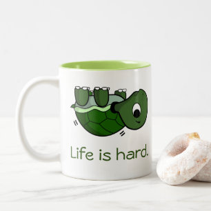 Taza Bicolor La vida es difícil - Sé amable, Camiseta de tortug
