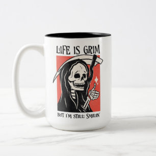 Taza Bicolor La Vida Es Difícil Y Gracioso Grim Reaper Gracioso