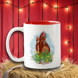Taza Bicolor La vida es mejor con las gallinas