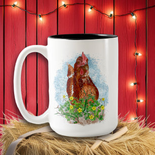 Taza Bicolor La vida es mejor con las gallinas