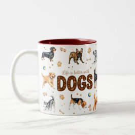 Taza Bicolor La vida es mejor con perros – Regalo para amantes