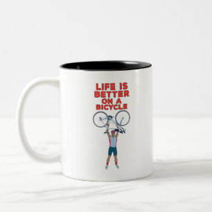Taza Bicolor La vida es mejor en bicicleta