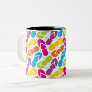 Taza Bicolor La vida es mejor en modelo de los flips-flopes