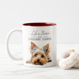 Taza Bicolor La vida es mejor Yorkshire Terrier