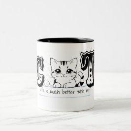 Taza Bicolor "La vida es mucho mejor con mi gato – Diseño de ga