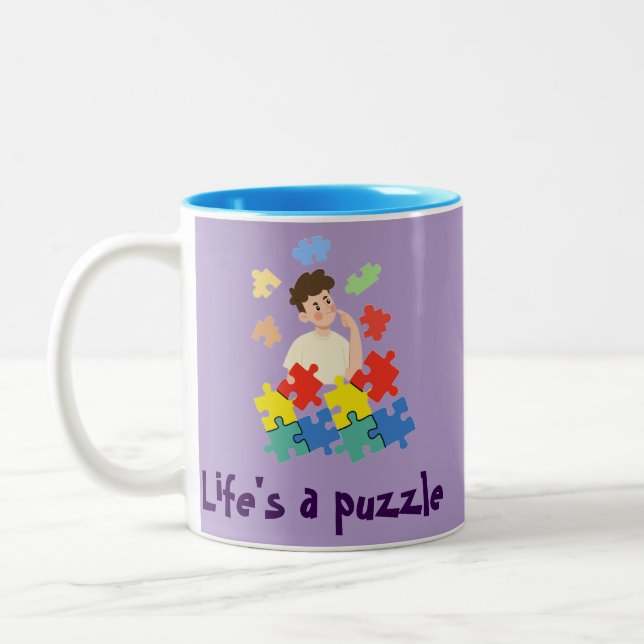 Taza Bicolor La vida es un rompecabezas (Izquierda)
