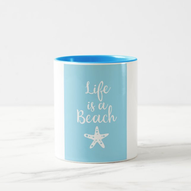 Taza Bicolor La vida es una playa (Centro)