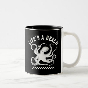 Taza Bicolor La vida es una playa - Gracioso diseño de citas de