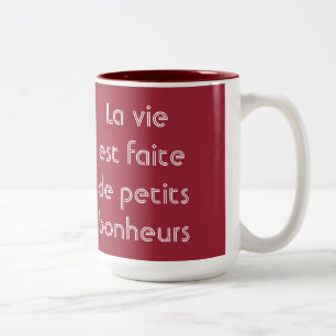 Taza Bicolor La vida está hecha de pequeños placeres cita franc