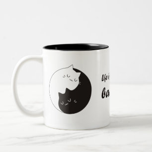 Taza Bicolor La vida se trata de equilibrio Cat Yin Yang
