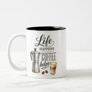 Taza Bicolor La vida sucede el café ayuda