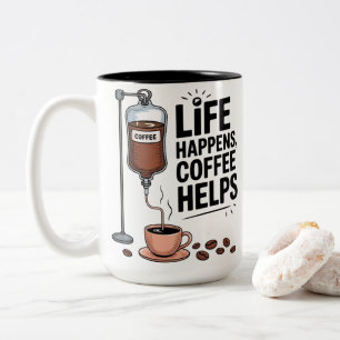 Taza Bicolor La Vida Sucede El Café Ayuda Chistoso Amante Del C