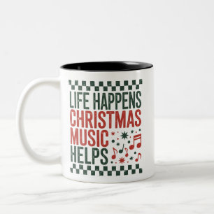 Taza Bicolor La Vida Sucede La Música de Navidad Ayuda Divertid