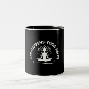 Taza Bicolor La Vida Sucede Yoga Ayuda Meditación & Yoga