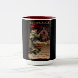 Taza Bicolor La virgen dama victoriana Feliz Año Nuevo