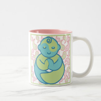 Taza Bicolor La yoga habla al bebé: Bebé de la yoga de Paisley