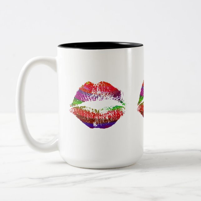 Taza Bicolor Labios Elegantes #35 (Izquierda)
