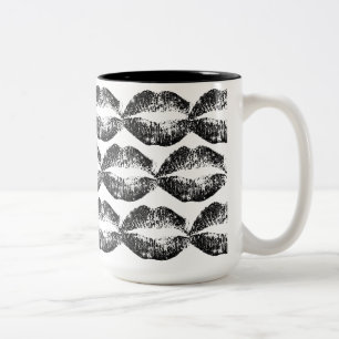 Taza Bicolor Labios negros #3 del purpurina