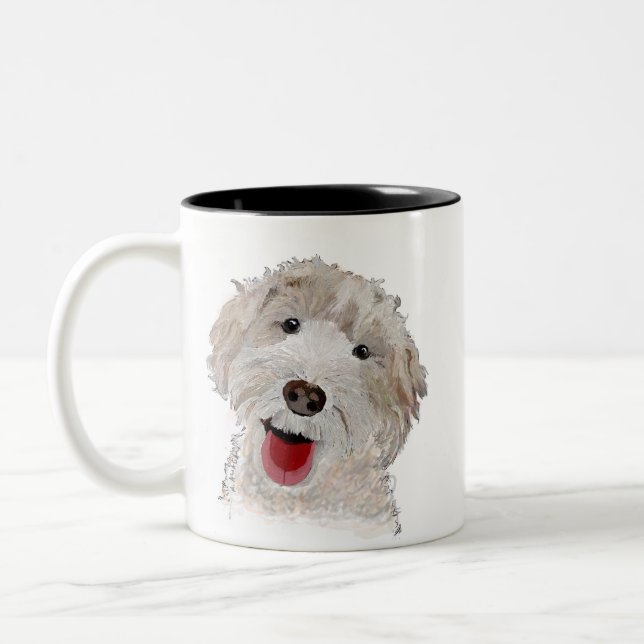 Taza Bicolor Labradoodle Perro sonriente (Izquierda)