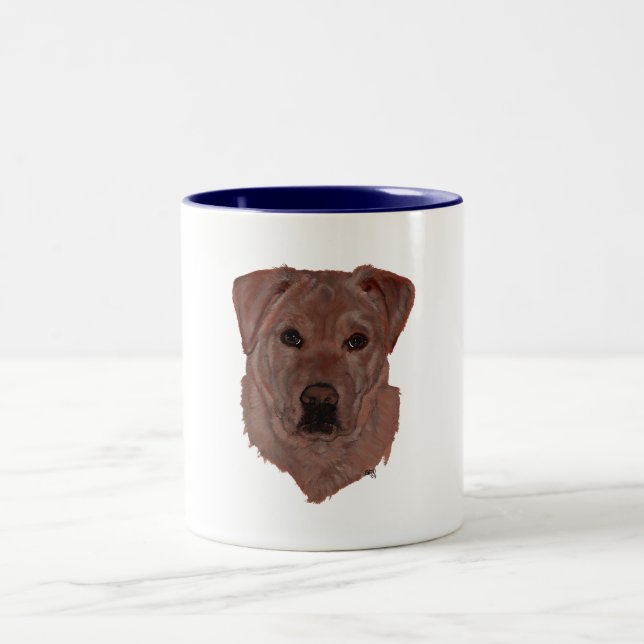Taza Bicolor Labrador Retriever marrón chocolate (Centro)