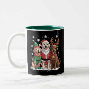 Taza Bicolor Labrador Retriever Perros de Navidad Santa Reno Ci