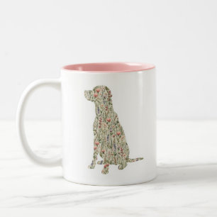 Taza Bicolor Labrador Retriever Silueta de Flor Silvestre Mamá 