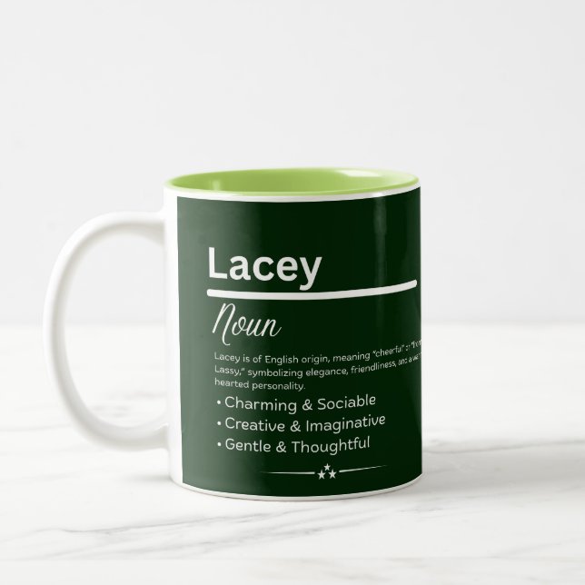 Taza Bicolor Lacey, Girl Personalized Name Definition Mug (Izquierda)