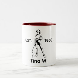 Taza Bicolor Lady Golfer Nombre y año personalizados