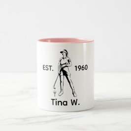 Taza Bicolor Lady Golfer Nombre y año personalizados