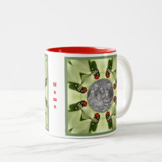 Taza Bicolor Ladybug En Dogwood Nature Añada Su Foto