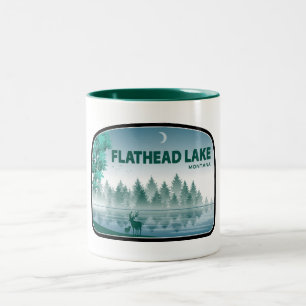 Taza Bicolor Lago Flathead Montana Ciervo