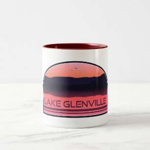 Taza Bicolor Lago Glenville North Carolina Red Sunrise