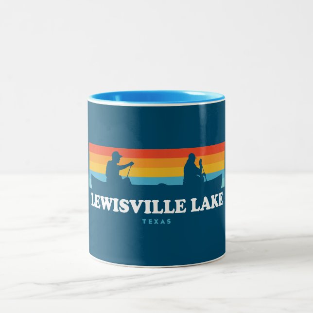 Taza Bicolor Lago Lewisville Texas Canoe (Centro)