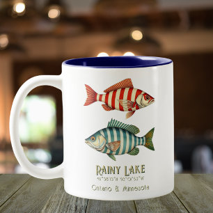 Taza Bicolor Lago Lluvioso Minnesota Pesca náutica de Ontario