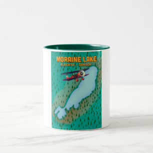 Taza Bicolor Lago Moraine Mapa de Alberta Canadá